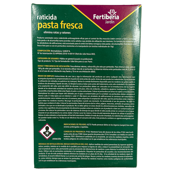 RATICIDA PASTA FRESCA 150gr - FERTIBERIA